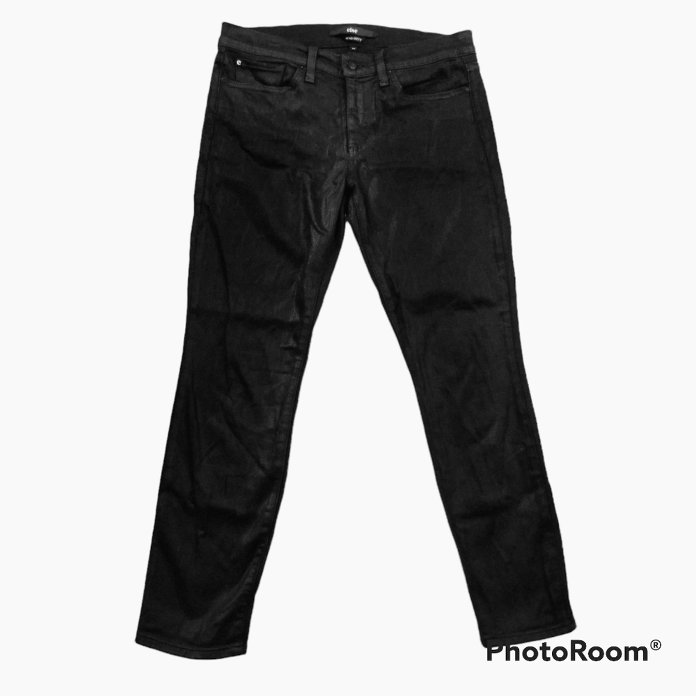 Else Black Coated Shiny Jeans Ankle Skinny Pants sz 29